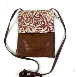 Lew N Me Crossbody Bag Tan Leather Tooled Made In Colorado  Purse Vintage